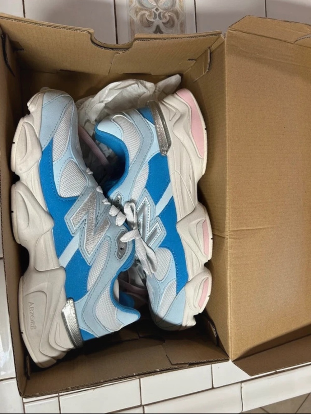 New Balance Blue, White & Pink Athletic Sneakers